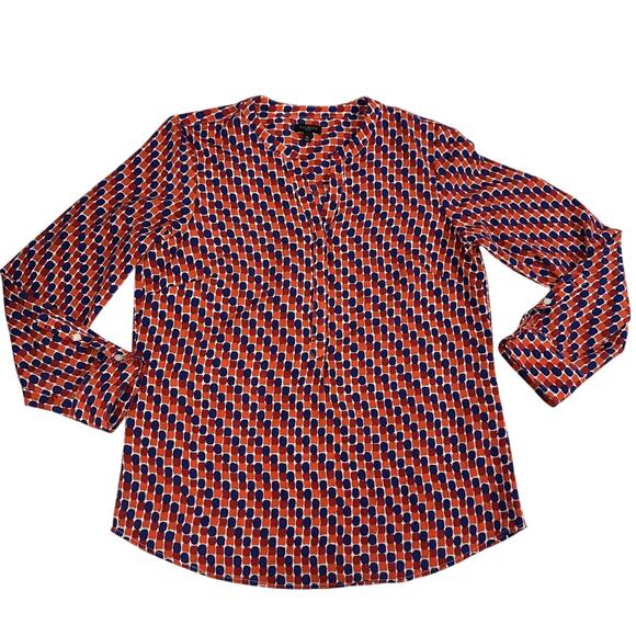 Talbots Womens Long Sleeve Multicolor Blouse Size Medium Petite - Picture 1 of 9
